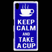 Coque Personnalisée Sony Xpéria Z5 Keep Calm Take a cup Bleu