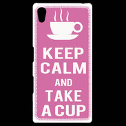 Coque Personnalisée Sony Xpéria Z5 Keep Calm Take a cup Rose