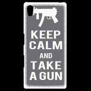 Coque Personnalisée Sony Xpéria Z5 Keep Calm Take a gun Gris