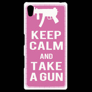 Coque Personnalisée Sony Xpéria Z5 Keep Calm Take a gun Rose