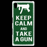 Coque Personnalisée Sony Xpéria Z5 Keep Calm Take a gun Vert
