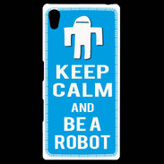 Coque Personnalisée Sony Xpéria Z5 Keep Calm Be a Robot Cyan