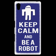 Coque Personnalisée Sony Xpéria Z5 Keep Calm Be a Robot Bleu