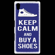 Coque Personnalisée Sony Xpéria Z5 Keep Calm Buy Shoes Bleu