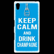 Coque Personnalisée Sony Xpéria Z5 Keep Calm Drink champagne Cyan