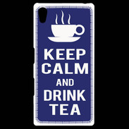 Coque Personnalisée Sony Xpéria Z5 Keep Calm Drink Tea Bleu