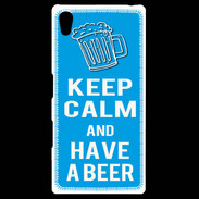 Coque Personnalisée Sony Xpéria Z5 Keep Calm Have a beer Cyan