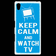 Coque Personnalisée Sony Xpéria Z5 Keep Calm Watch TV Cyan