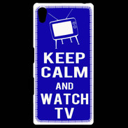 Coque Personnalisée Sony Xpéria Z5 Keep Calm Watch TV Bleu