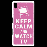Coque Personnalisée Sony Xpéria Z5 Keep Calm Watch TV Rose