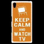 Coque Personnalisée Sony Xpéria Z5 Keep Calm Watch TV Orange