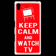 Coque Personnalisée Sony Xpéria Z5 Keep Calm Watch TV Rouge