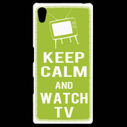 Coque Personnalisée Sony Xpéria Z5 Keep Calm Watch TV Vert pomme