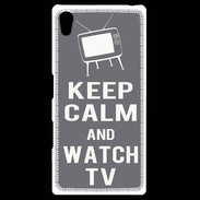 Coque Personnalisée Sony Xpéria Z5 Keep Calm Watch TV Gris
