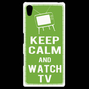 Coque Personnalisée Sony Xpéria Z5 Keep Calm Watch TV Vert