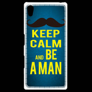 Coque Personnalisée Sony Xpéria Z5 Keep Calm Be a Man Bleu