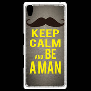 Coque Personnalisée Sony Xpéria Z5 Keep Calm Be a Man Gris