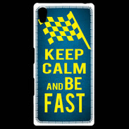 Coque Personnalisée Sony Xpéria Z5 Keep Calm and Be Fast Bleu