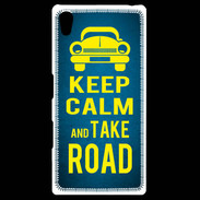 Coque Personnalisée Sony Xpéria Z5 Keep Calm and Take o road 2 Bleu