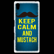 Coque Personnalisée Sony Xpéria Z5 Keep Calm and Mustach Bleu