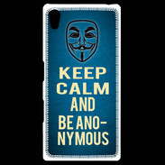 Coque Personnalisée Sony Xpéria Z5 Keep Calm and Be Anonymous Bleu