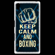 Coque Personnalisée Sony Xpéria Z5 Keep Calm and Boxing Bleu