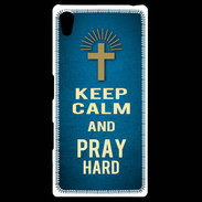 Coque Personnalisée Sony Xpéria Z5 Keep Calm and Pray Christian Bleu