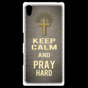 Coque Personnalisée Sony Xpéria Z5 Keep Calm and Pray Christian Gris