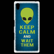 Coque Personnalisée Sony Xpéria Z5 Keep Calm and Wait Alien Bleu