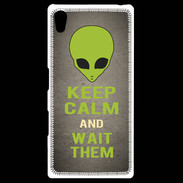 Coque Personnalisée Sony Xpéria Z5 Keep Calm and Wait Alien Gris
