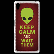 Coque Personnalisée Sony Xpéria Z5 Keep Calm and Wait Alien Rouge