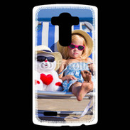 Coque Personnalisée Lg G4 Petite fille avec bonhomme de neige a la plage