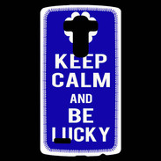 Coque Personnalisée Lg G4 Keep Calm Be lucky Bleu