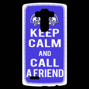 Coque Personnalisée Lg G4 Keep Calm Call friend Bleu