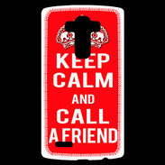Coque Personnalisée Lg G4 Keep Calm Call friend Rouge