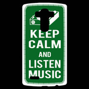 Coque Personnalisée Lg G4 Keep Calm Listen music Vert