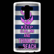 Coque Personnalisée Lg G4 Keep Calm and Think Beach Bleu