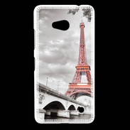 Coque Nokia Lumia 640 LTE Tour Eiffel rouge sur fond en noir et blanc