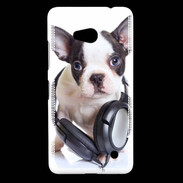 Coque Nokia Lumia 640 LTE Bulldog français avec casque de musique