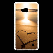 Coque Nokia Lumia 640 LTE Coeur sur la plage avec couché de soleil