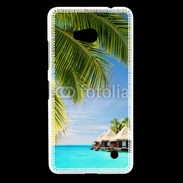 Coque Nokia Lumia 640 LTE Palmier et bungalow dans l'océan indien