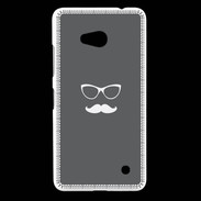 Coque Nokia Lumia 640 LTE moustache gris & blanc