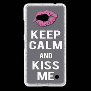 Coque Nokia Lumia 640 LTE Keep Calm Kiss me Gris