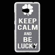 Coque Nokia Lumia 640 LTE Keep Calm Be lucky Gris