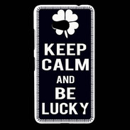 Coque Nokia Lumia 640 LTE Keep Calm Be lucky Noir