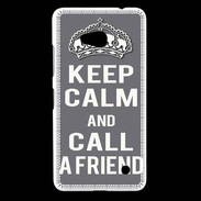 Coque Nokia Lumia 640 LTE Keep Calm Call friend Gris