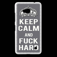 Coque Nokia Lumia 640 LTE Keep calm Fuck hard Gris