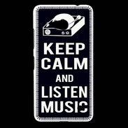 Coque Nokia Lumia 640 LTE Keep Calm Listen music Noir