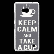 Coque Nokia Lumia 640 LTE Keep Calm Take a cup Gris