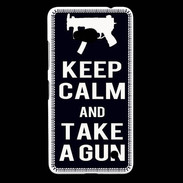 Coque Nokia Lumia 640 LTE Keep Calm Take a gun Noir
